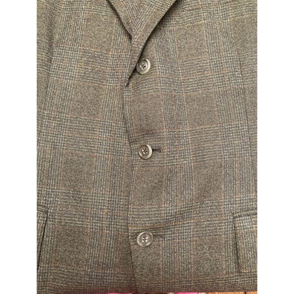 Johnny Carson Sport Jacket Vintage 70s Blue Gray Glenn Plaid Suit Coat Size 42R - Picture 4 of 5